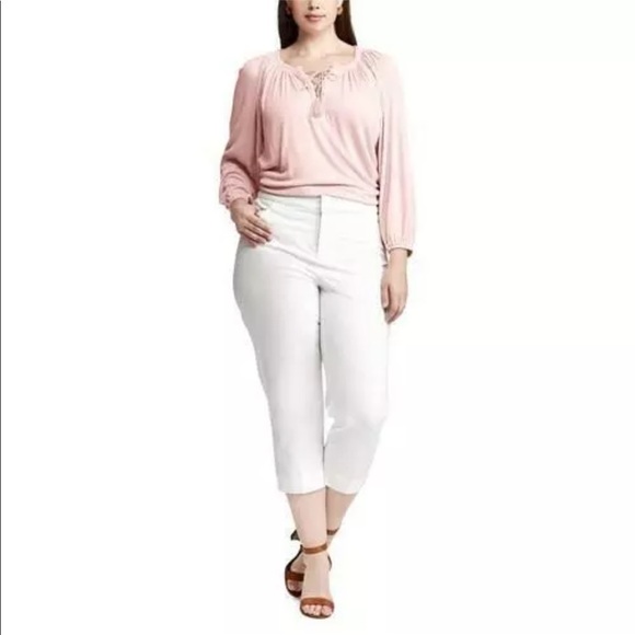 Chaps White Capris Slimming Fit Size 24W NWT 📚 - Picture 2 of 6